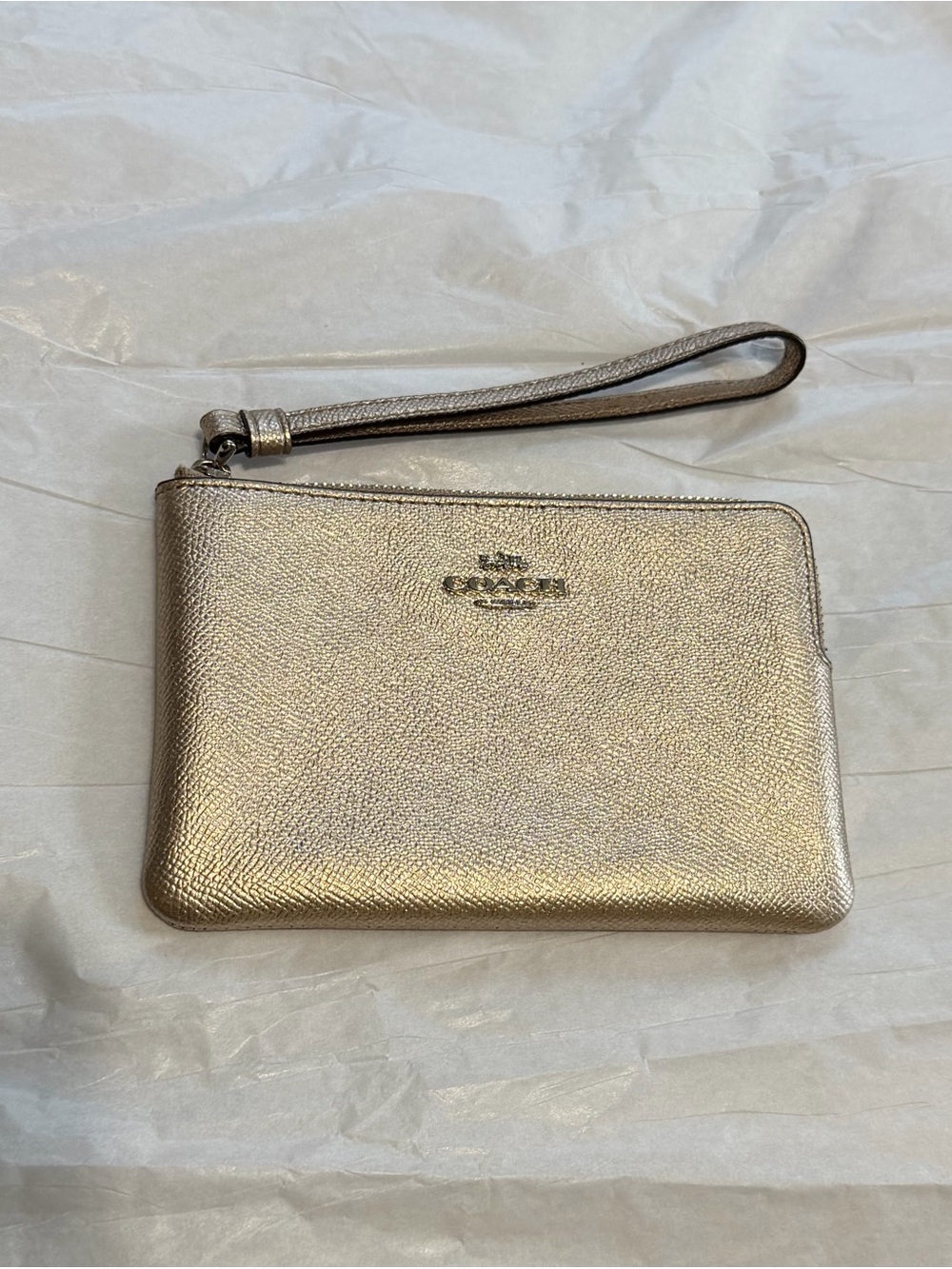 Coach Metallic Gold Pouch Wristlet